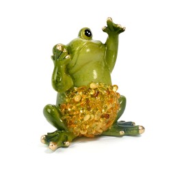 Лягушка зеленая, керамика/Янтарь