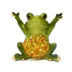 Лягушка зеленая, керамика/Янтарь