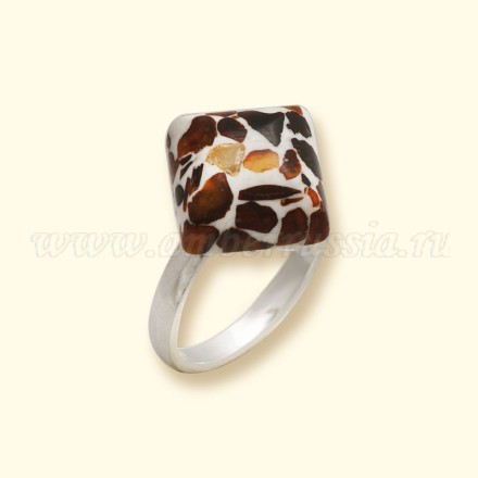 Кольцо &quot;Квадрат&quot; Посеребрение с Янтарем и юв.смолой купить