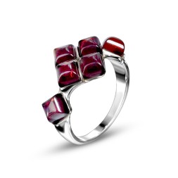 Кольцо &quot;Карнавал&quot; Посеребрение с Янтарем