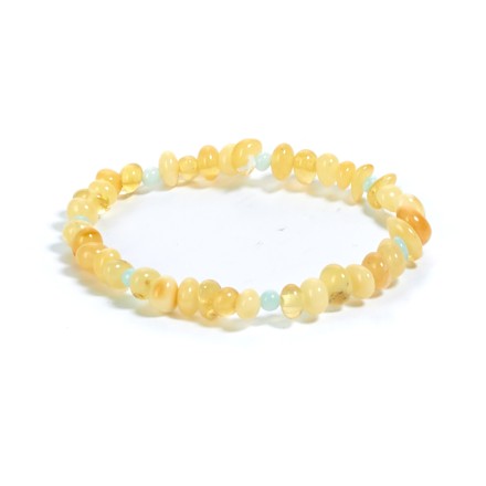 Браслет детский &quot;Мятый шар&quot; из Янтаря с перламутром купить