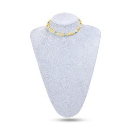 Бусы детские &quot;Мятый шар&quot; из Янтаря с бирюзой