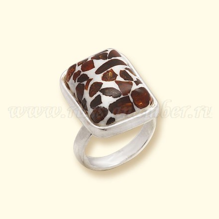 Кольцо &quot;Прямоугольник&quot; Посеребрение с Янтарем и юв.смолой купить