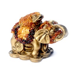 Жаба на слоне большая Янтарь/Полистоун