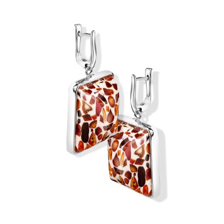 Серьги &quot;Прямоугольник&quot; Посеребрение с Янтарем и юв.смолой купить