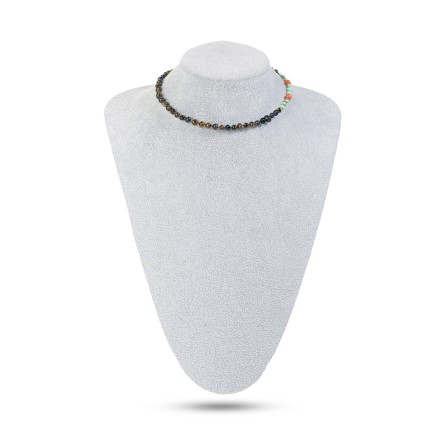 Бусы детские &quot;Мятый шар&quot; из Янтаря с бирюзой и кораллом купить