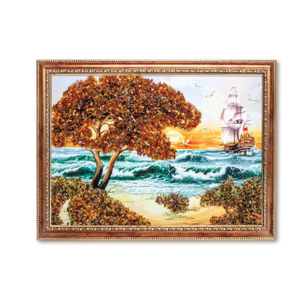 Картина &quot;Морской закат&quot; с Янтарем купить