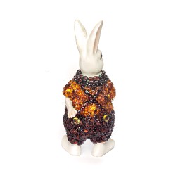 Кролик Пасхальный мал. белый Янтарь\полистоун