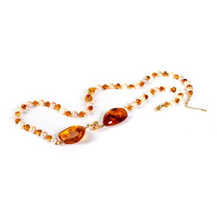 Колье &quot;Византия&quot; из Янтаря и жемчуга купить