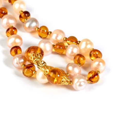 Колье &quot;Византия&quot; из Янтаря и жемчуга купить