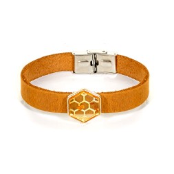 Браслет &quot;Соты&quot; из Янтаря на кожаном ремешке (в ассортименте)