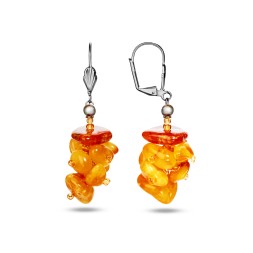 Серьги &quot;Шишечка&quot; Посеребрение с Янтарем