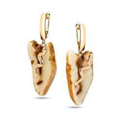 Серьги &quot;Спил&quot; из Янтаря и юв.сплава