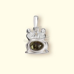 Подвеска &quot;Близнецы&quot; Посеребрение с Янтарем