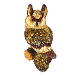 Панно настенное 3D &quot;Филин&quot; из Янтаря и полистоуна