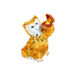 Кошка с бабочкой керамика/Янтарь