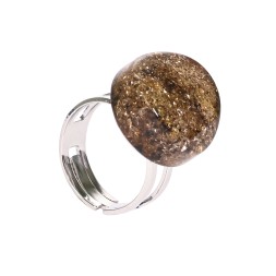 Кольцо &quot;Диск&quot; из Янтаря и юв.сплава