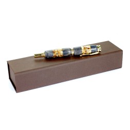 Ручка Премиум&quot;Кельт&quot; Янтарь/карельская береза, золото/хром