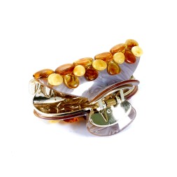 Заколка - краб большая в ассортименте с янтарем