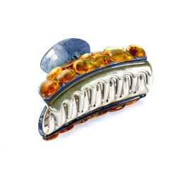 Заколка - краб большая в ассортименте с янтарем