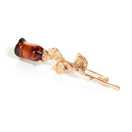 Брошь &quot;Роза&quot; Посеребрение с Янтарем купить