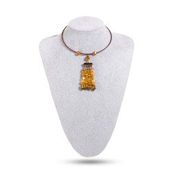 Колье &quot;Ампир&quot; из Янтаря и латуни (на струне)