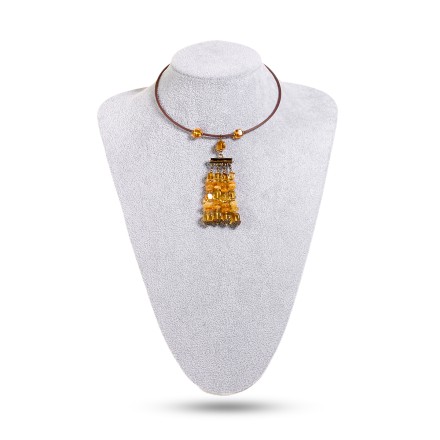 Колье &quot;Ампир&quot; из Янтаря и латуни (на струне) купить