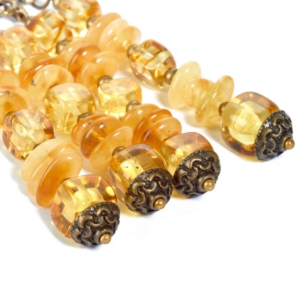 Колье &quot;Ампир&quot; из Янтаря и латуни (на струне) купить