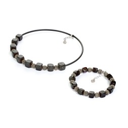 Комплект:Колье и Браслет &quot;Диско&quot; янтарь/юв.сплав