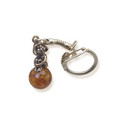 Брелок &quot;Девочка на шаре&quot; из Янтаря и латуни