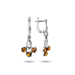 Серьги &quot;Нежность&quot; Посеребрение с Янтарем