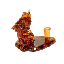 Подставка для ручки &quot;Сова с книгами&quot; из Янтаря и эпоксидной смолы