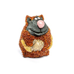 Кот с рыбой Янтарь/керамика
