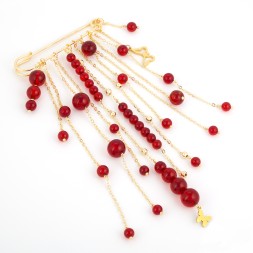 Брошь &quot;Грозди&quot; из Янтаря и юв.сплава