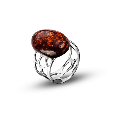 Кольцо &quot;Энергия&quot; Посеребрение с Янтарем купить