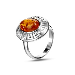 Кольцо &quot;Помпея&quot; Посеребрение с Янтарем