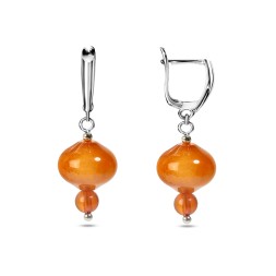 Серьги &quot;Барок&quot; из Янтаря и юв.сплава