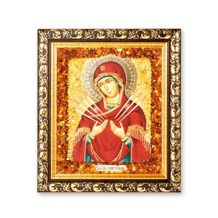 Икона &quot;БМ Семистрельная&quot; (греческий лик) с Янтарем купить