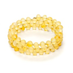 Браслет &quot;Мятый шар&quot; из Янтаря на струне