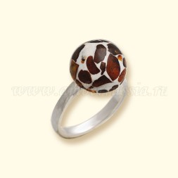 Кольцо &quot;Полусфера&quot; Посеребрение с Янтарем и юв.смолой