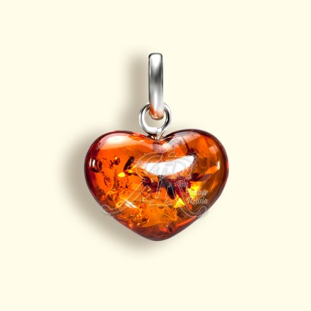Кулон &quot;Сердце&quot; из Янтаря Посеребрение купить