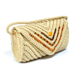 Сумка плетеная клатч беж. Текстиль/ Янтарь