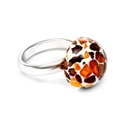 Кольцо &quot;Полусфера&quot; Посеребрение с Янтарем и юв.смолой