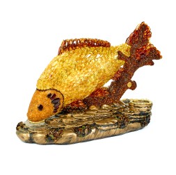 Подставка под бутылку и стопки &quot;Рыбалка&quot; из Янтаря и полистоуна