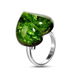 Кольцо &quot;Сердце&quot; из Бернита Посеребрение